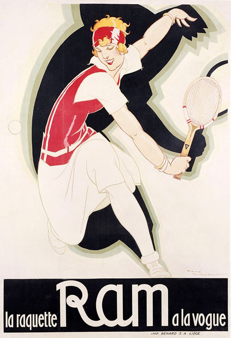 RAM Art Deco Tennis Poster Print - Apple Collection Vintage