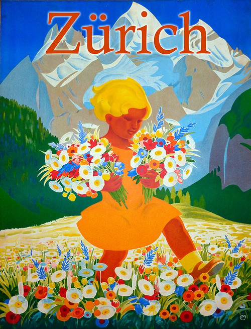 Zurich Travel Poster Print - Apple Collection Vintage