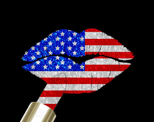 Patriotic Lips I Poster Print - Tina Lavoie
