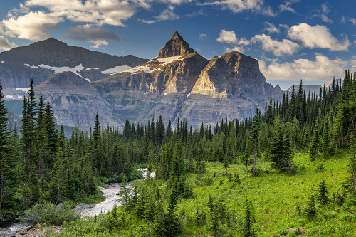 Thunderbird Mountain over Hole in the Wall Creek in Glacier National Park-Montana-USA Poster Print - Chuck Haney