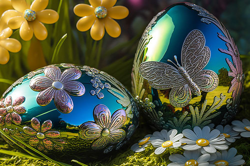 Shiny Easter Eggs 2 Poster Print - Ray Heere