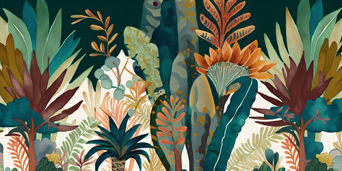 Watercolor Tropical Collage White 12 Poster Print - Ray Heere