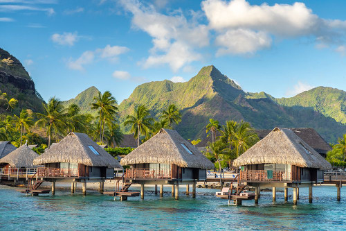 French Polynesia- Moorea. Overwater bungalows. Poster Print - Gallery Jaynes