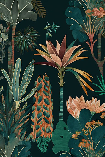 Watercolor Tropical Collage Black 14 Poster Print - Ray Heere