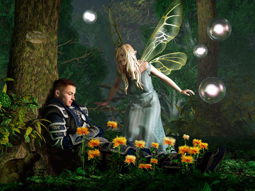The Knight And The Faerie Poster Print - Daniel Eskridge