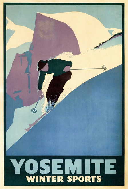 Yosemite Winter Sports Poster Print - Apple Collection Vintage