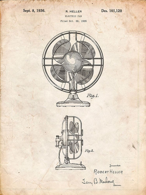 PP266-Vintage Parchment Table Fan Patent Poster Poster Print - Cole Borders