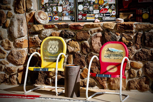 Route66-2 Chairs Poster Print - Vizvary Photography Susan
