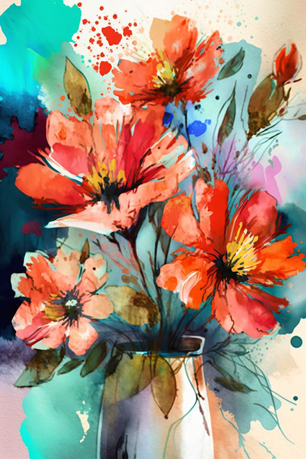 Watercolor Expressive Flowers 21 Poster Print - Ray Heere