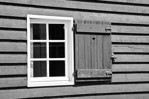 Heart Window Panel in Black and White Poster Print - Vizvary Photography Susan