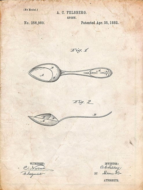PP236-Vintage Parchment Training Spoon Patent Poster Poster Print - Cole Borders