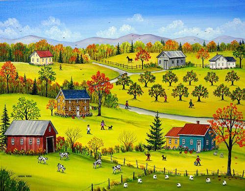 Farm Kids in the Fall Poster Print - Sharon Mark