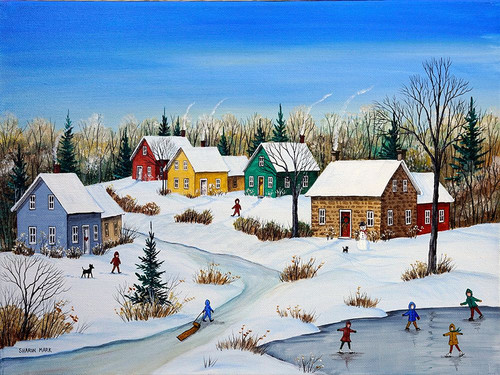 Five Houses in Winter Poster Print - Sharon Mark