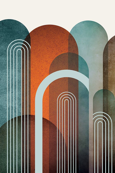 MidCentury Arches Teal Orange 1 Poster Print - Epiphany Urban
