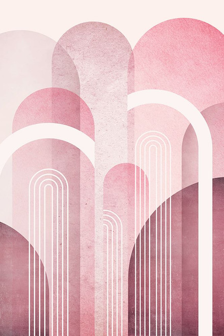 Mid Century Arches Pink Burgundy 1 Poster Print - Epiphany Urban