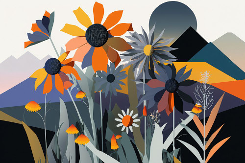 Mid Century Wildflowers 1 Poster Print - Ray Heere