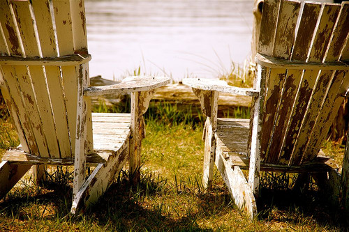 White Chairs On Grass Poster Print - Vizvary Photography Susan
