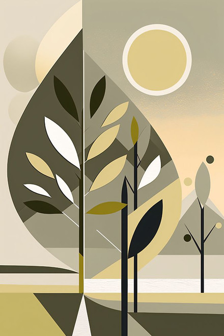 Mid Century Nature Green 12 Poster Print - Ray Heere