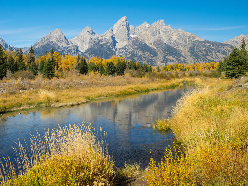 Wyoming- Grand Teton National Park. Teton Range with Grand Teton and Snake River Poster Print - Jamie and Wild