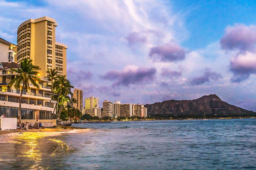 Sunset-Honolulu-Hawaii. Poster Print - William Perry
