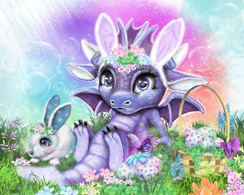 Easter Bunny - Lil DragonZ Poster Print - Pike Art Sheena