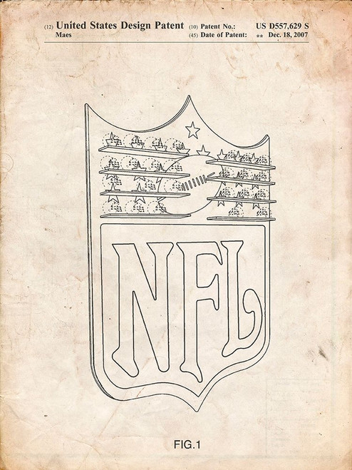 PP217-Vintage Parchment NFL Display Patent Poster Poster Print - Cole Borders