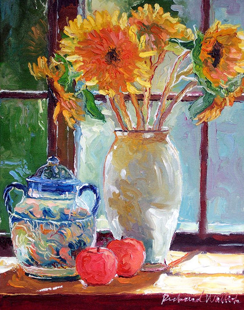 Sunflowers In A Vase Poster Print - Richard Wallich