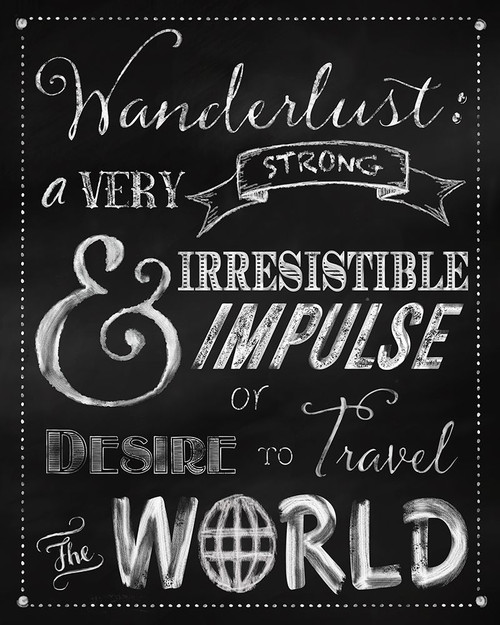 Wanderlust Chalkboard Travel Series Poster Print - Tina Lavoie