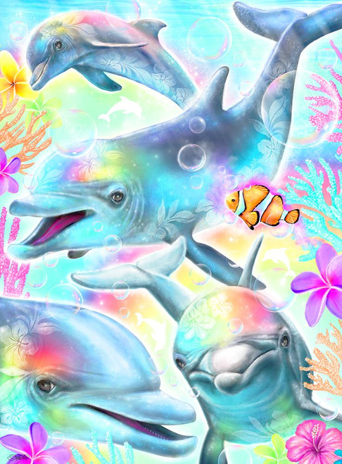 Daydream Rainbow Dolphins Poster Print - Pike Art Sheena