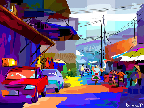 Evening In The Village Poster Print - Surapol Pansanit