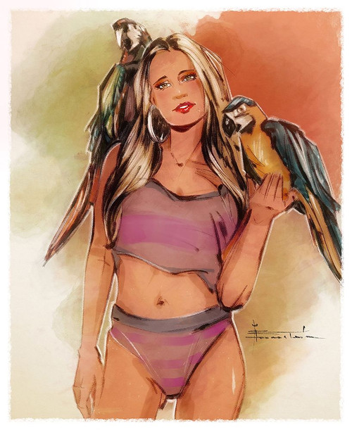 38 Parrot Girl Poster Print - TMBorenstein
