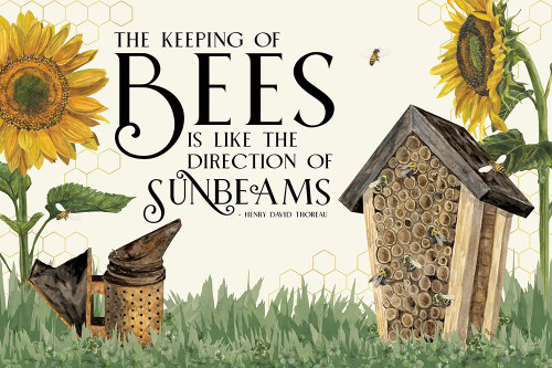 Honey Bees And Flowers Please landscape IV-Sunbeams Poster Print - Tara Reed