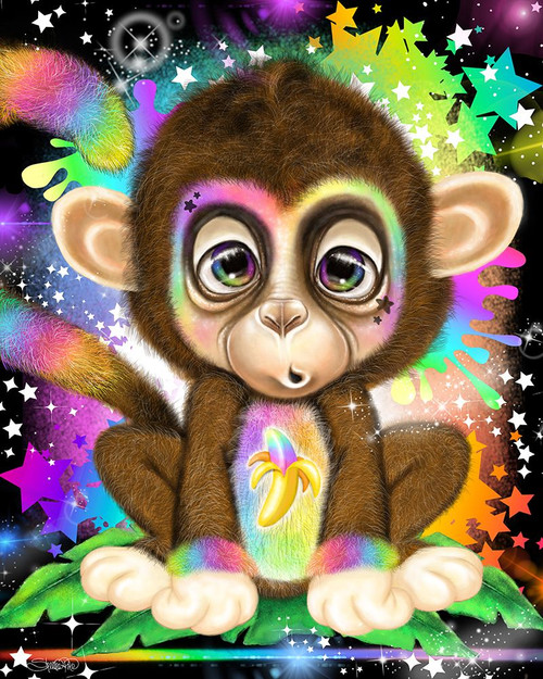 Rainbow Lil Monkey Poster Print - Pike Art Sheena