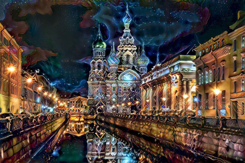 Saint Petersburg Russia Church of the Savior on Spilled Blood at night Poster Print - Pedro Gavidia