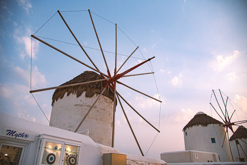 Windmills of Mykonos, Greece V Poster Print - Mona Singh