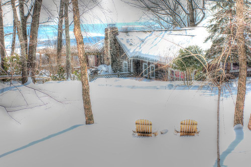 Winter Adirondak Chairs Poster Print - Robert Goldwitz