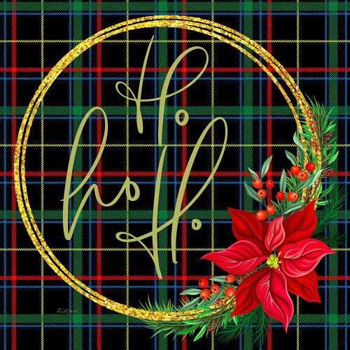Tartan Wreath Ho Ho Ho Poster Print - Tina Mitchell