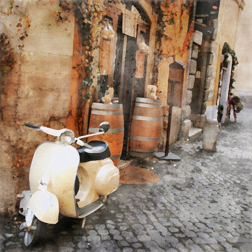 White Moped Poster Print - Riley B