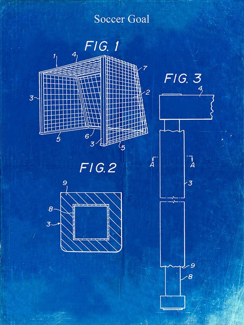 PP63-Faded Blueprint Soccer Goal Patent Poster Poster Print - Cole Borders