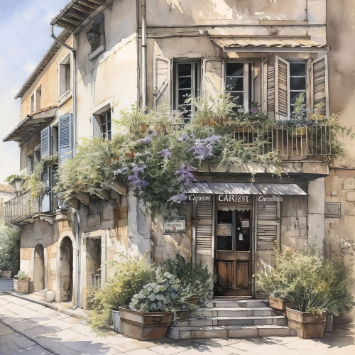 Village Cafe Poster Print - Riley B