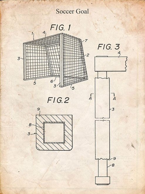 PP63-Vintage Parchment Soccer Goal Patent Poster Poster Print - Cole Borders