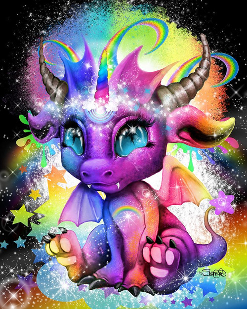 Rainbowcorn - Lil DragonZ Poster Print - Pike Art Sheena