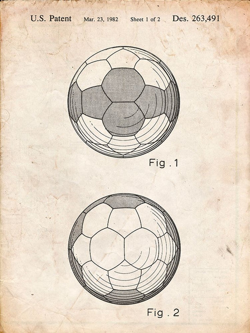PP62-Vintage Parchment Leather Soccer Ball Patent Poster Poster Print - Cole Borders