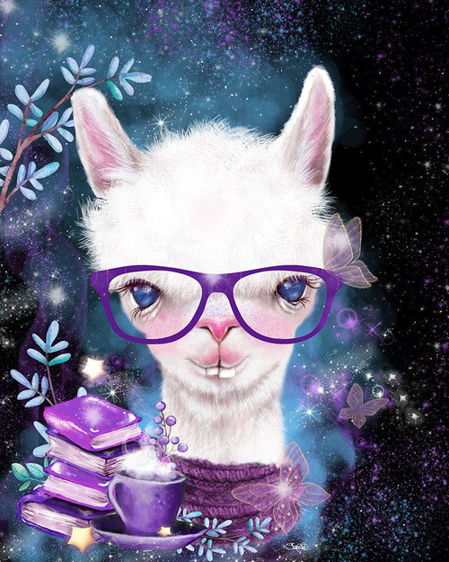 Tea and Books Llama Poster Print - Pike Art Sheena