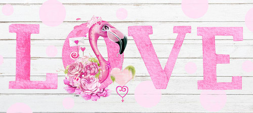 LOVE Pink Flamingo Poster Print - Pike Art Sheena