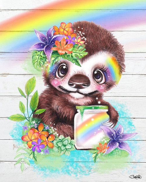 Catching Rainbows Sloth Poster Print - Pike Art Sheena
