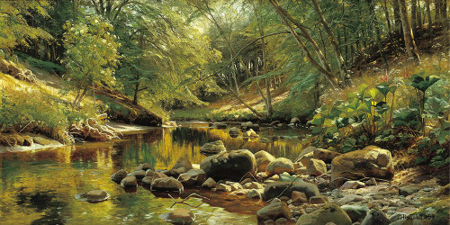 A Woodland River in Summer Poster Print - Peder Monsted