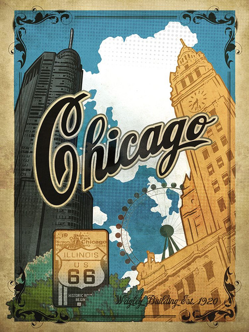 Vintage Chicago Poster Poster Print - Red Truck Old