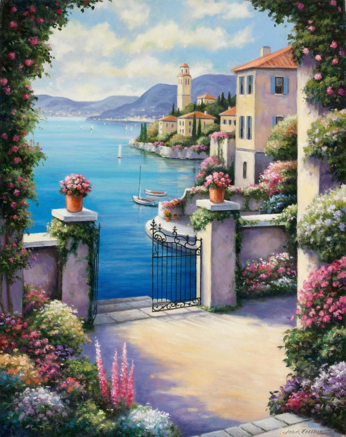 Mediterranian Patio Poster Print - John Zaccheo