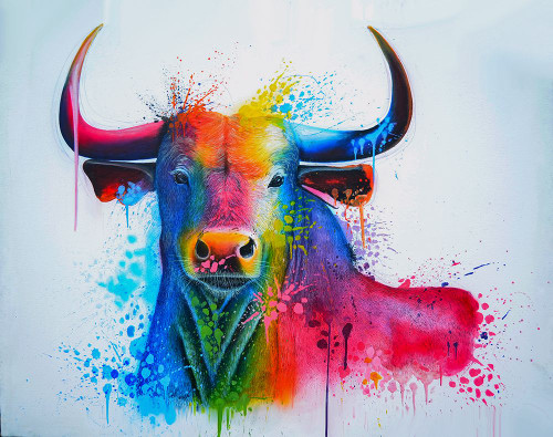 Bull Splash Colors Poster Print - Negrete- Exclusive Ivan